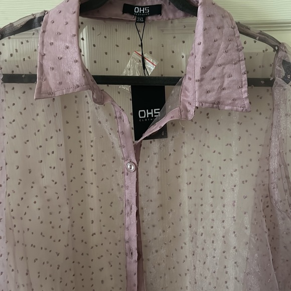 Sheer Button Down Top 3XL - Picture 3 of 4